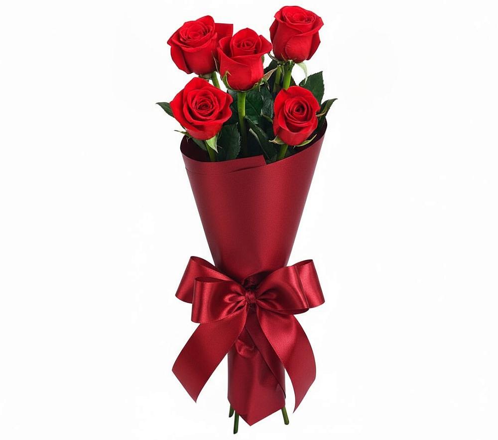 Букет 5 Красных роз Эдлесс Лав в Митякинской