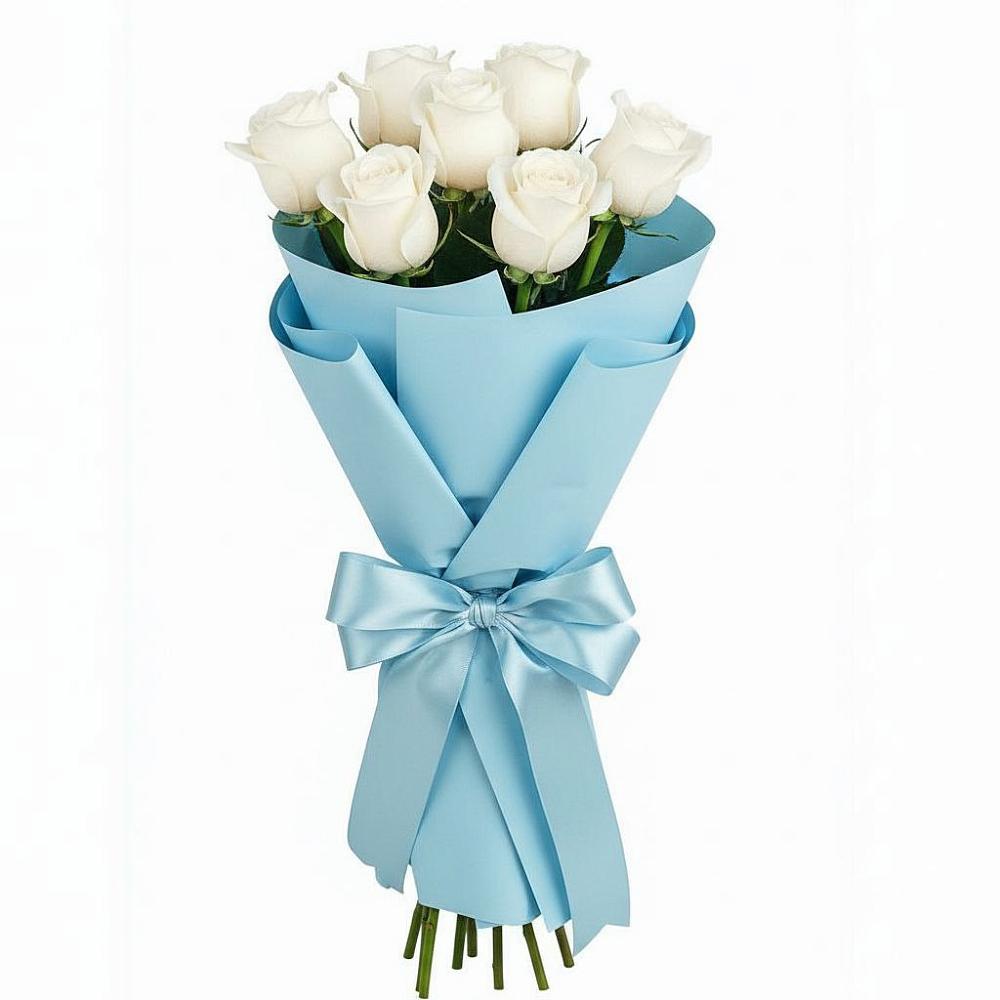 Букет 7 белых роз Проуд в Митякинской