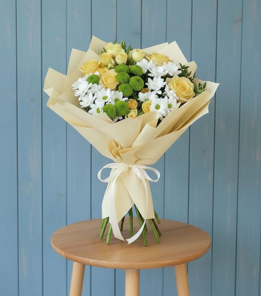 Букет цветов из: Хризантемы и Розы в Митякинской