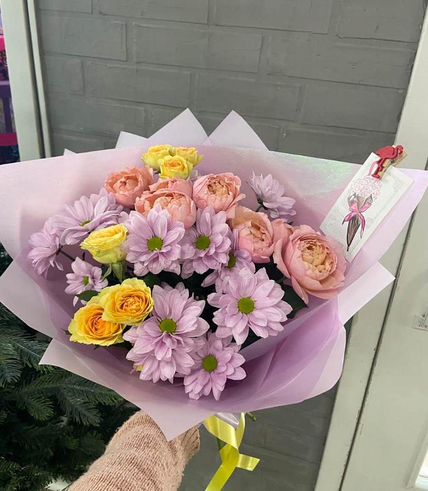 Букет цветов из: Хризантемы и Розы в Митякинской