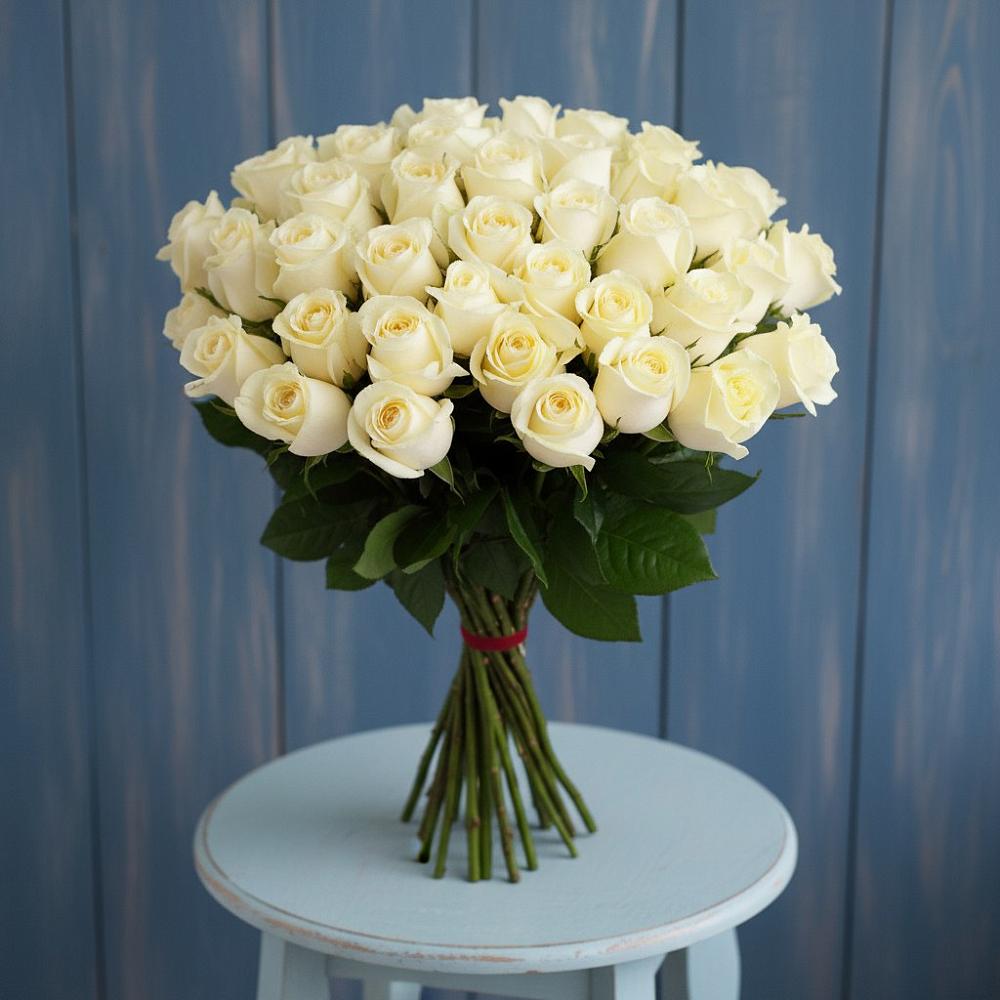 Букет 51 Белая роза Эдлесс Лав в Митякинской