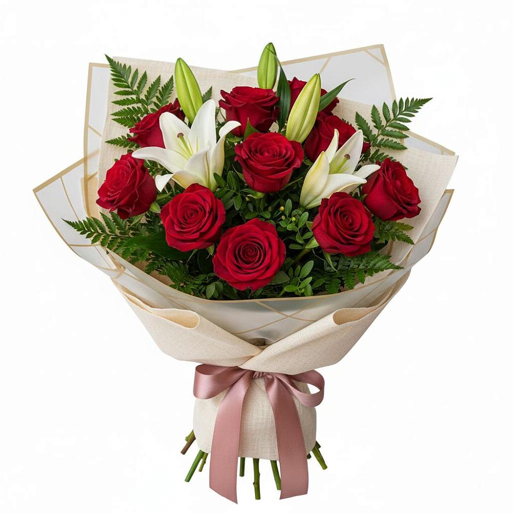 Букет цветов из: Лилии и Розы в Митякинской