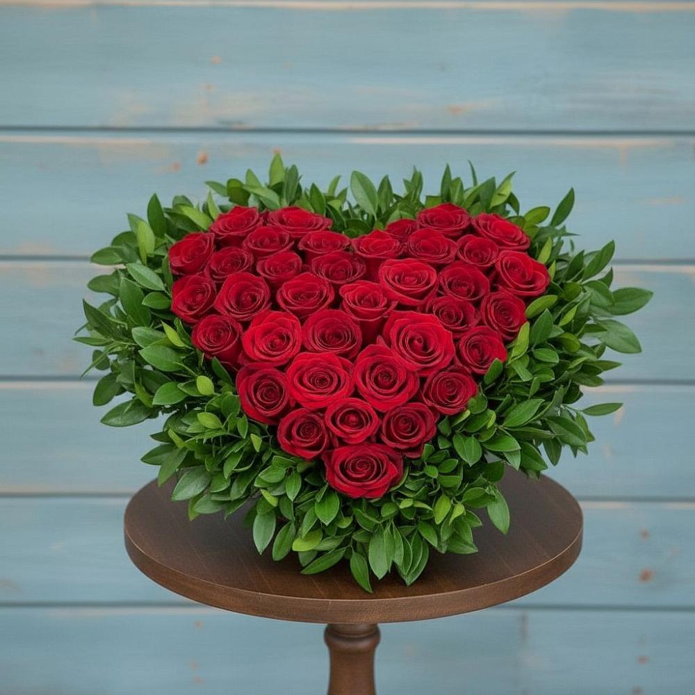 Цветочная композиция из Розы в виде сердца в Митякинской