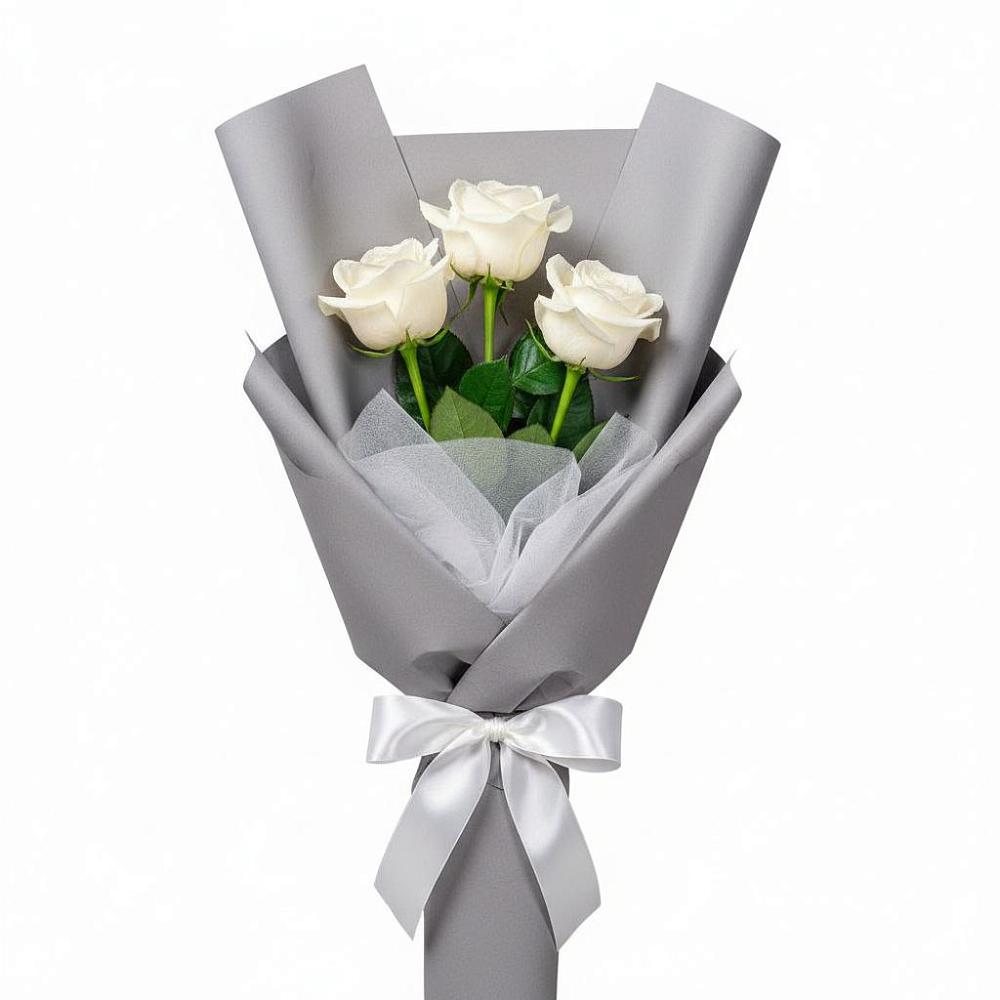 Букет 3 белые розы в Митякинской