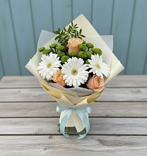 Букет цветов из:  Герберы, Розы и Хризантемы в Митякинской