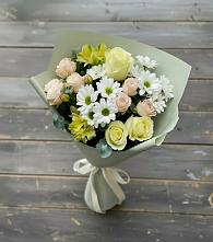 Букет цветов из:  Альстромерии, Розы и Хризантемы в Митякинской