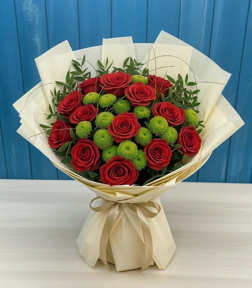 Букет цветов из: Розы и Хризантемы в Митякинской