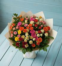 Букет Микс из разноцветных кустовых роз #REPLACE_PRED# Митякинской